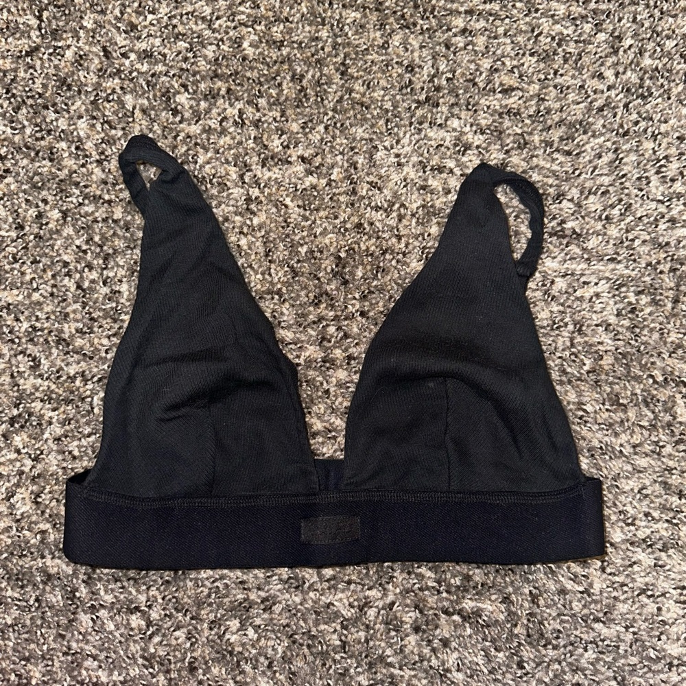Skims Cotton Rib Bralette Size Large Black